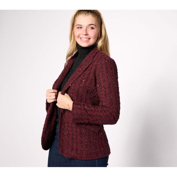 Fashion Jackets & Blazers - Fashion Women's Jacket Sz 4 Boucle Blazer with Sequin Jet Black A996 A628196